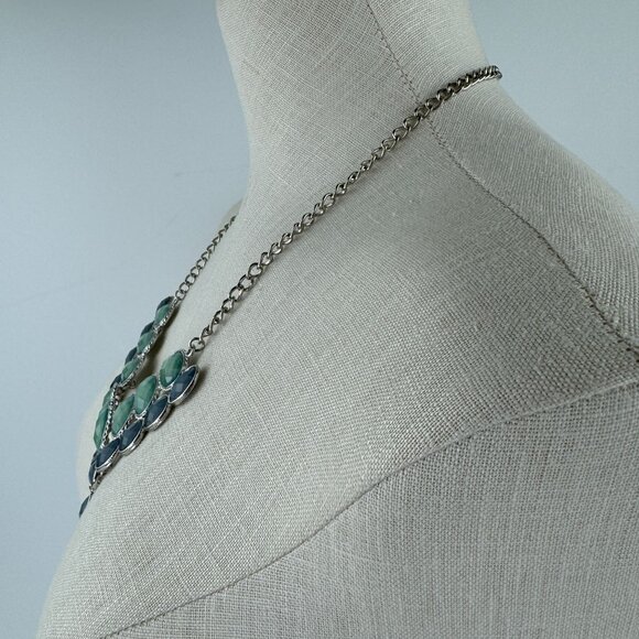 Erica Lyons EL Blue Green Gemstones Statement Necklace 21"-24" Adjustable Chain - Picture 12 of 12